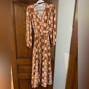 Rust Printed Maxi Dress